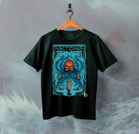 Camiseta Manga Curta Kraken Attack Sea Monster Below Perigo Abaixo